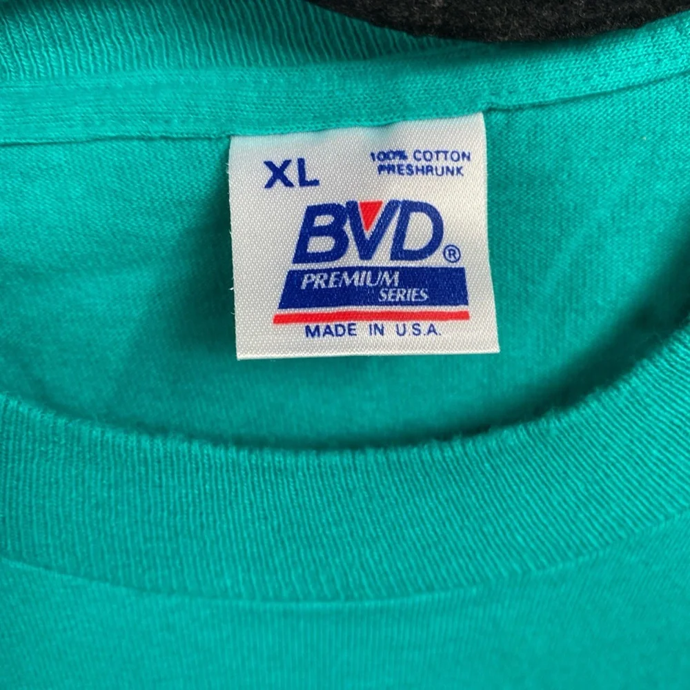 Vintage 90s Mens BVD Heavyweight Green Cotton T Shirt XL Extra Large USA single - Picture 2 of 7